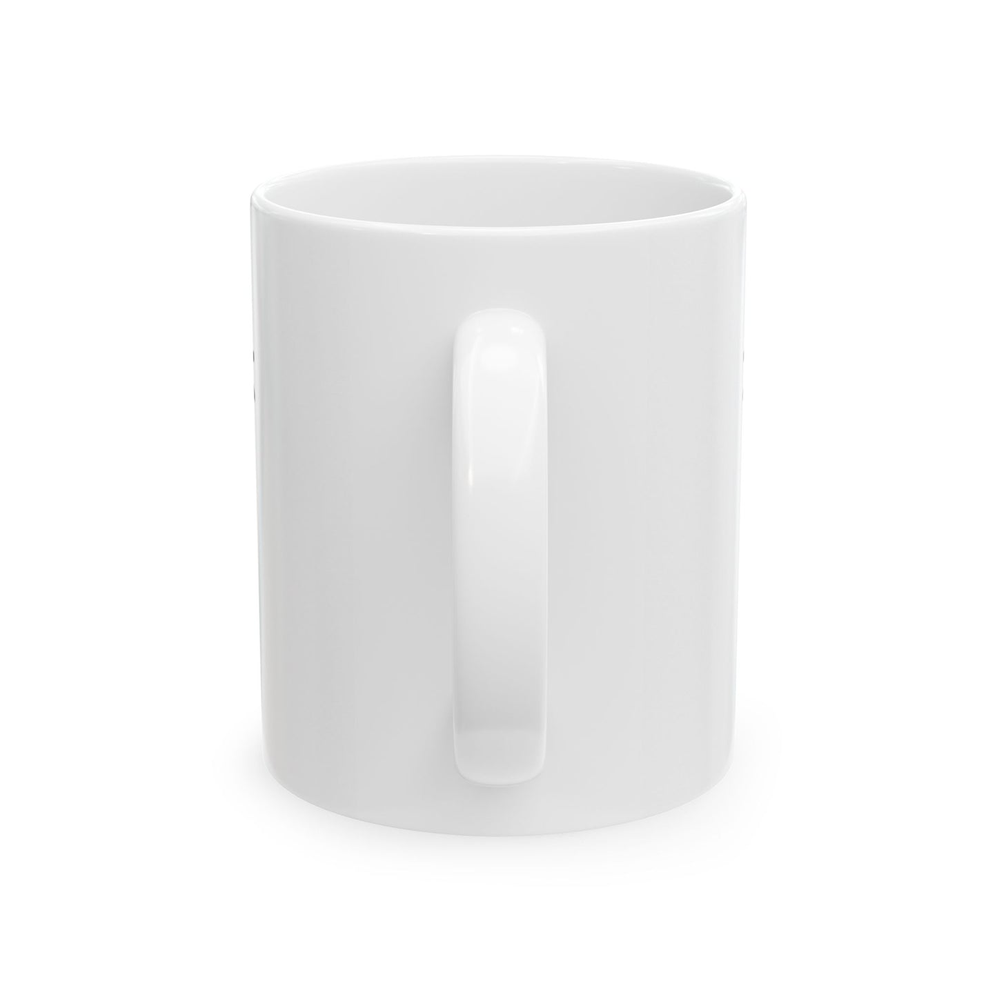 Back view of My Blood Type Is Powered By Coffee ceramic mug with clean glossy finish