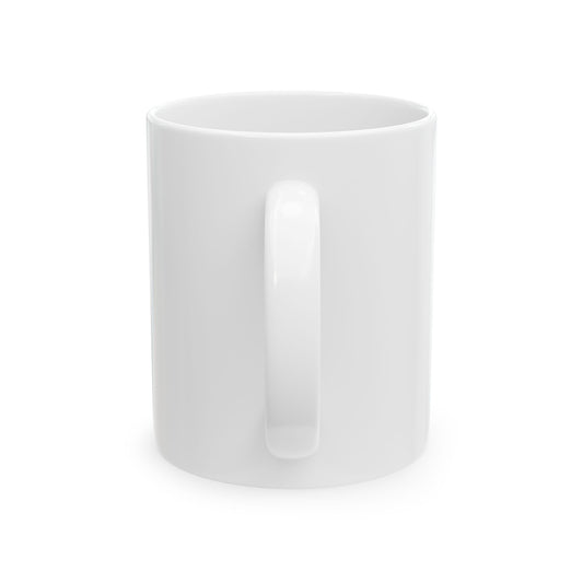 Back view of Every Sip Is Earned white coffee mug with minimalist inspirational design